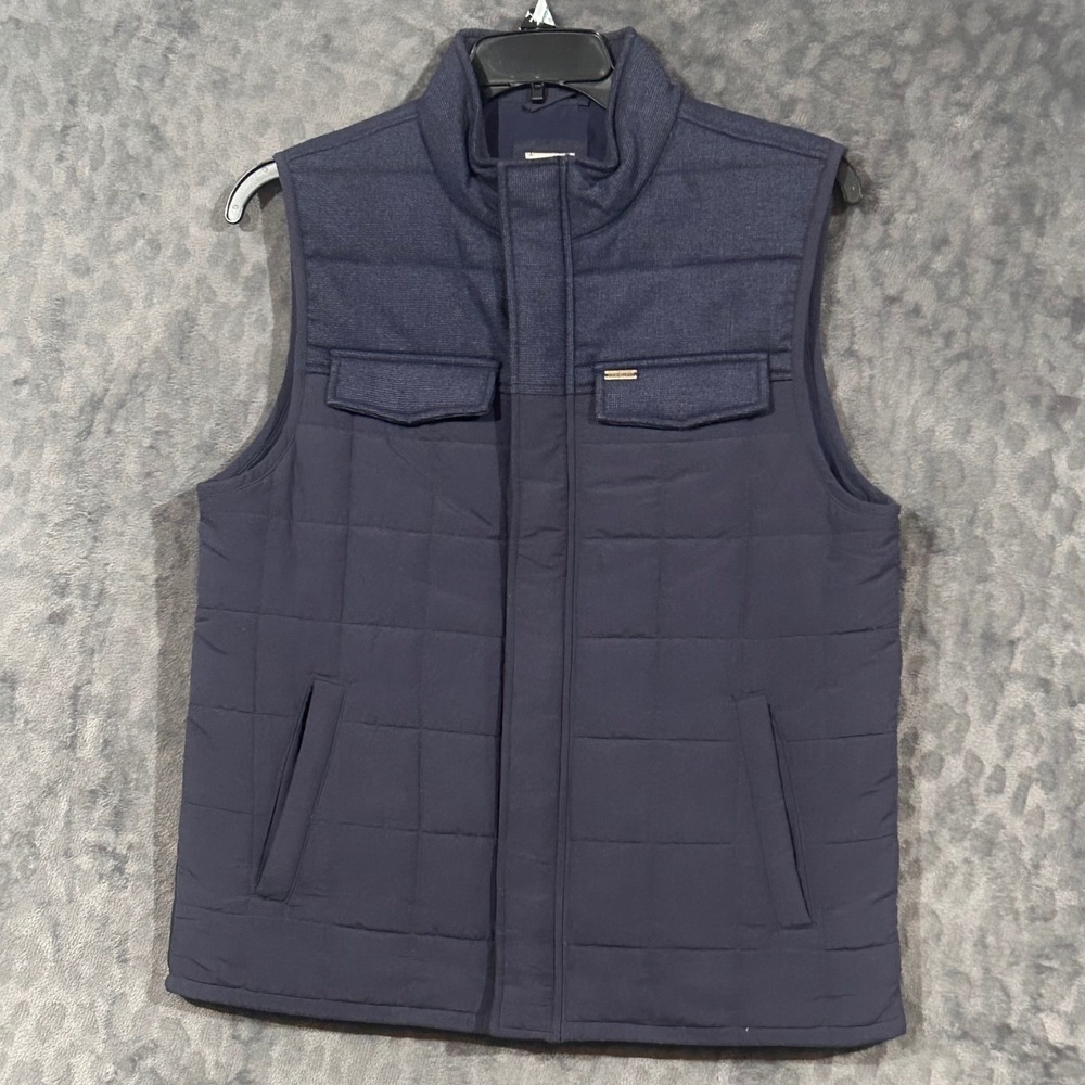Duck Head Mens Navy Blue Quilted Mixed Media Full Zip Puffer Vest Size Medium